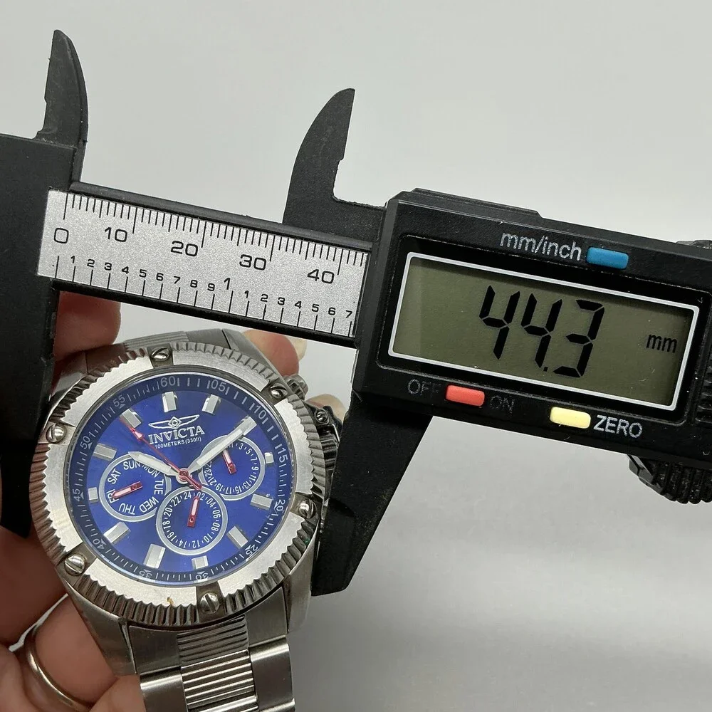 Invicta 5716 Mens Watch 44mm Blue Dial Stainless Steel 100M New Battery 8.25